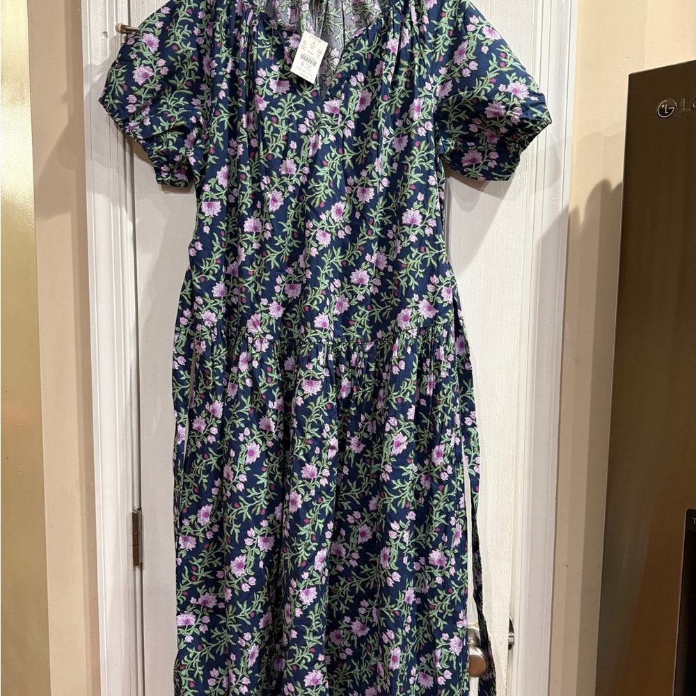 J. Crew Floral Midi Dress in Navy and Lavender